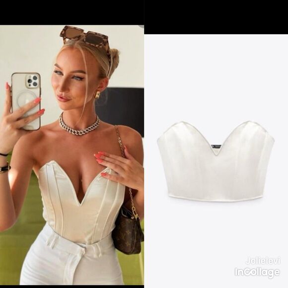 ZARA SATIN EFFECT CORSET TOP - Picture 1 of 7